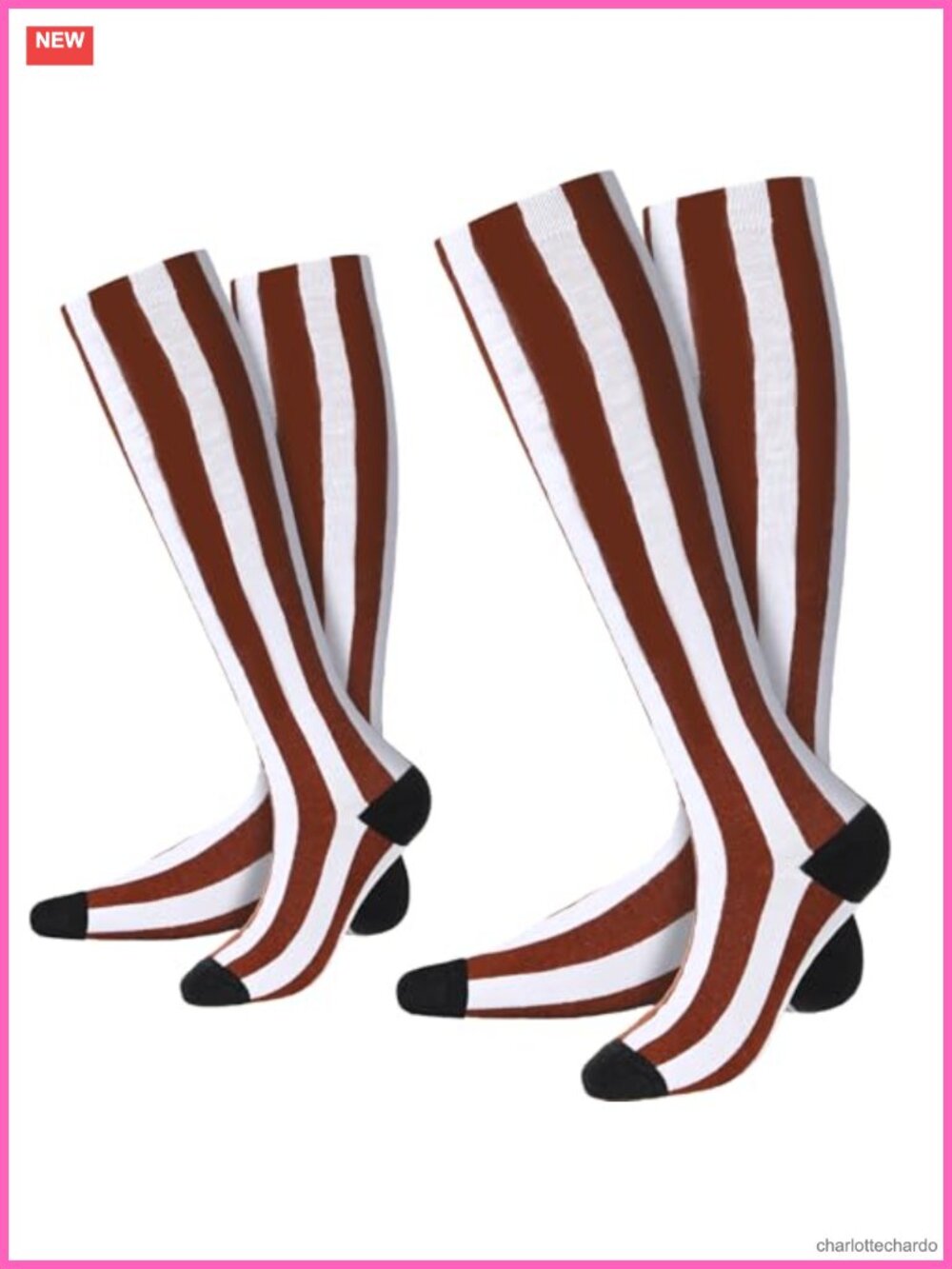 2 Pairs Cotton Striped Knee High Socks Halloween Cosplay Costume